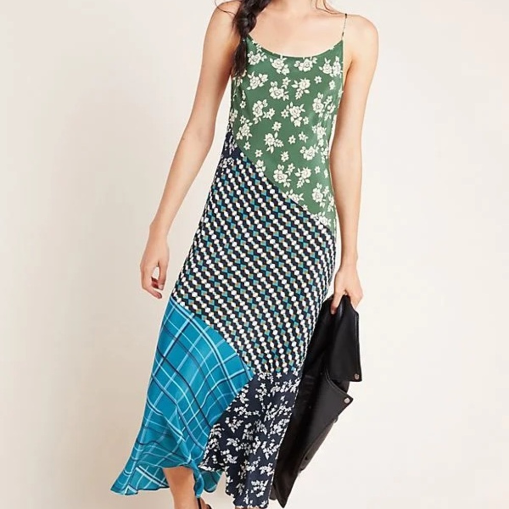 Bias Cut 100% Silk Floral Slip Dress
